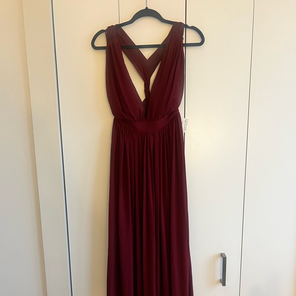 Brand new never worn burgundy maxi dress with slit